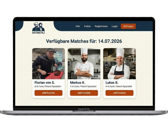 Laptop mit Gastrostolzseite